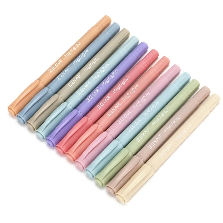 12 vintage kleuren schattige markeerstiften met dubbele tips