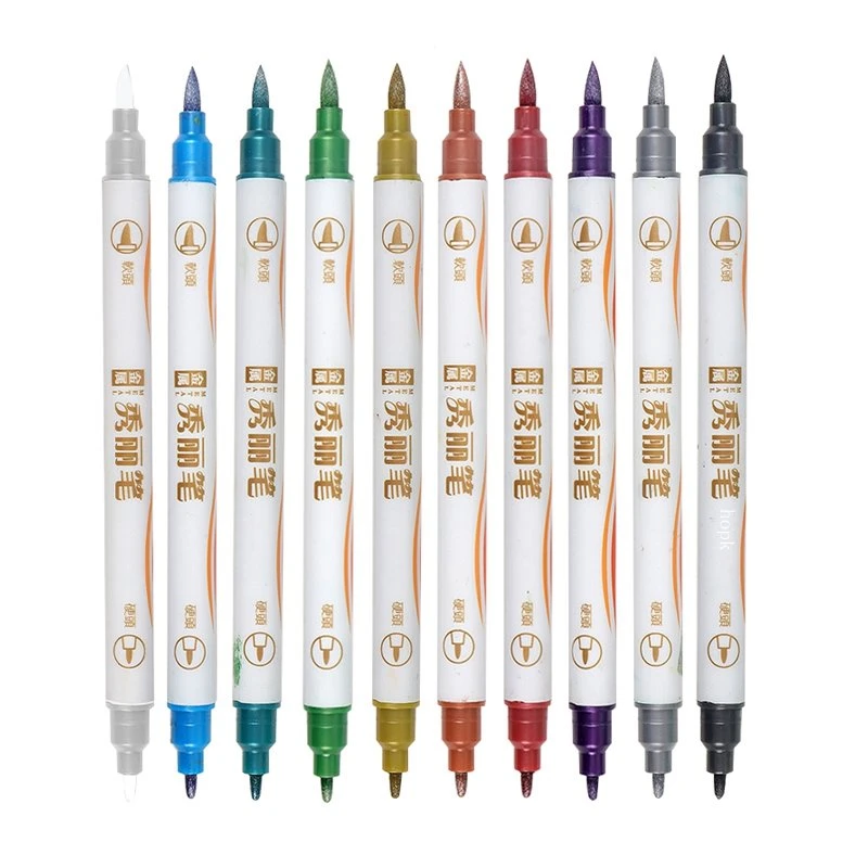 Dual Tip 10 kleuren metallic pennen