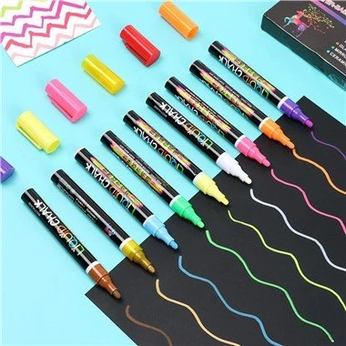 12 kleuren wasbare en nat uitwisbare neon krijtmakers