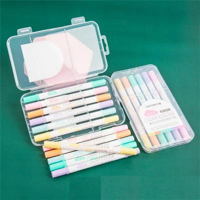 6 stuks Dual-tip pastelkleuren markeerstiften